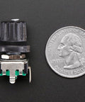 Rotary Encoder With Extras ADA377 24 Pulse Detents Panel Mountable next to US Quarter for size comparison
