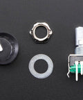 Rotary Encoder With Extras ADA377 components including knob and mounting hardware for electronic projects on black background.