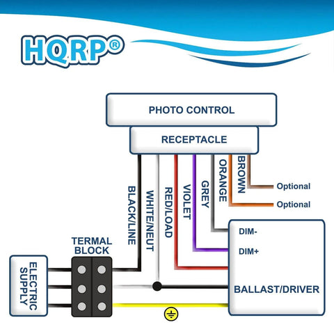 Wiring diagram for Photocell Dusk To Dawn Sensor With Dimming Receptacle showing connections for outdoor lighting installation.