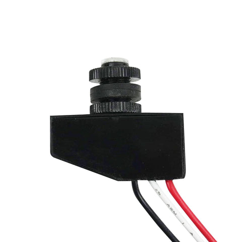 Side view of Photocell Light Control Switch for Outdoor Lighting Auto On at Dusk Off at Dawn 8V to 50V DC Sensor 3.5A Three Wire