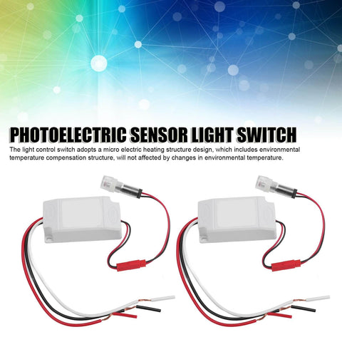 Two Pack Photoelectric Light Control Sensor Switches, Auto On Off Dusk To Dawn Photocell for Street and Outdoor Lights, DC 12 24V