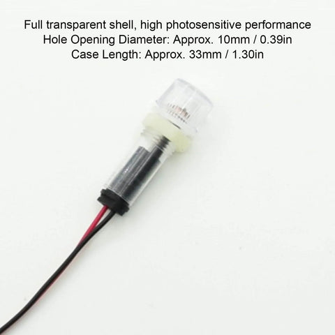 Close-up of photoelectric light control sensor switch with transparent shell, wiring visible, part of Two Pack Photoelectric Light Control Sensor Switches.