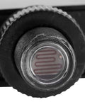 Close-up of 120VAC Photoelectric Light Sensor Auto On Off Switch with daylight detector lens, energy-saving photocell feature