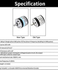 Specification sheet for Photoelectric Incremental Rotary Encoder 600 P R, 6mm Shaft, 5-24 VDC, AB Phase Output with new and old types.