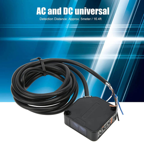 Photoelectric Sensor Switch 24-240V AC/DC With 5 Meter 197 Inch Detection Beam For Light Doors And Industrial Applications