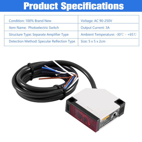 Photoelectric Sensor Switch With Square Lens E3JK R4M1 AC 90 To 250V 3A Object Presence Detection for Industrial Automation