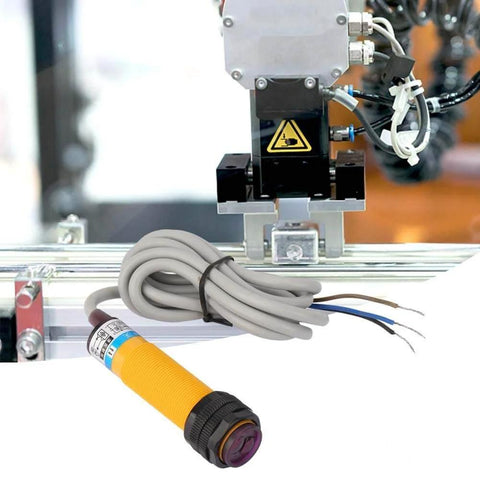 Photoelectric Switch Sensor DC6-36V E3F-DS30C4 NPN NO Proximity Sensor with cable, shown in industrial automation setup
