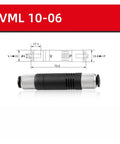 Pipe Type Vacuum Generator Kit 2 Pieces VML1006 VML1008 With Air Ejector Valve, compact design for industrial efficiency, front view