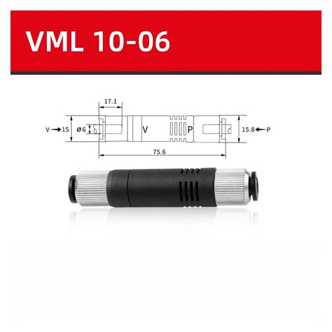Pipe Type Vacuum Generator Kit 2 Pieces VML1006 VML1008 With Air Ejector Valve, compact design for industrial efficiency, front view