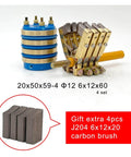 2 To 4 Way Slip Ring Assembly With Current Collector, Carbon Brush Holder, Plug And Play Rotary Electrical Connector For 20mm To 25mm Shaft, Top Notch Rotary Connector For Motors Robotics CNC And Automation, 20x50x59 Set displayed with additional carbon brushes.