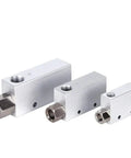 Three Pneumatic Vacuum Generator CV25HS10mm units with connectors, showing different sizes and metallic finish for industrial systems.