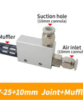 Pneumatic Vacuum Generator CV25HS10mm With High Negative Venturi Air Exhaust Ejector, showing muffler and 10mm connectors
