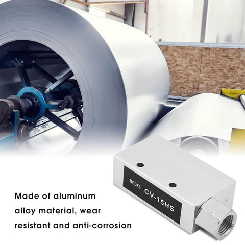 Pro Grade Pneumatic Vacuum Generator Ejector CV-15HS Venturi Valve near aluminum coil in industrial setting