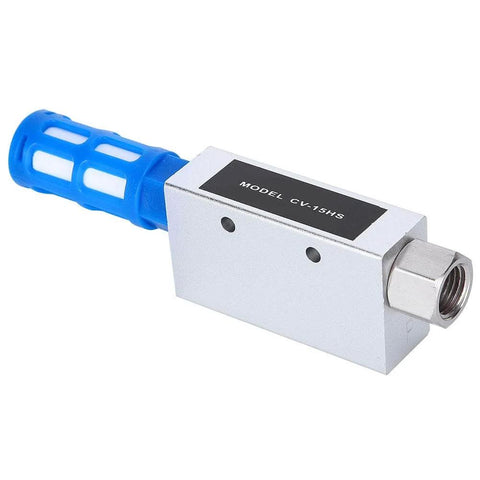 Pro Grade Pneumatic Vacuum Generator Pump With Muffler, Aluminum Alloy Ejector, RP Quarter Inch Thread, side view