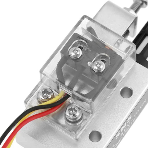 Close-up of Industrial Vacuum Generator SCV10CK Pneumatic Vacuum Ejector with wiring and transparent casing for automation use