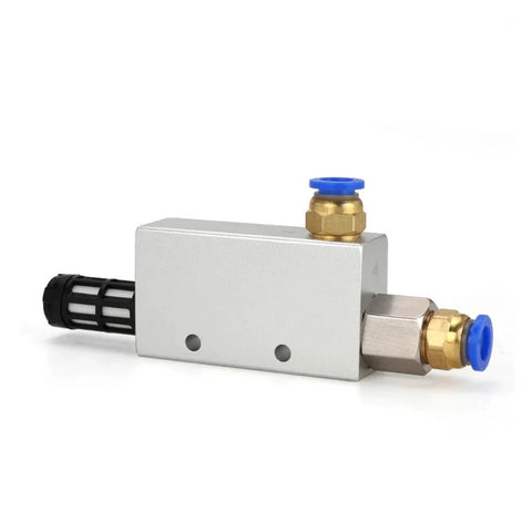 Side view of Pneumatic Vacuum Generator Air Ejector for Industrial Automation, CV 10HS PC6, high negative pressure, metal and plastic design.