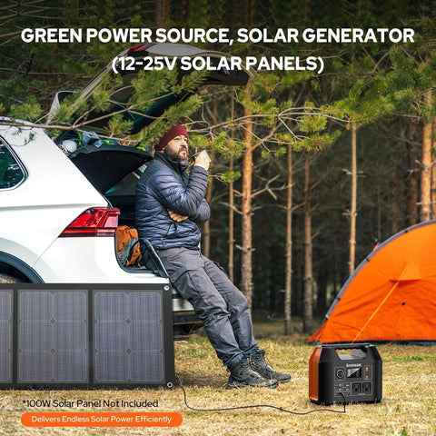 Portable Power Station 300W 296Wh with 110V Pure Sine Wave Outlet for Camping, solar panels, tent, car, outdoors.