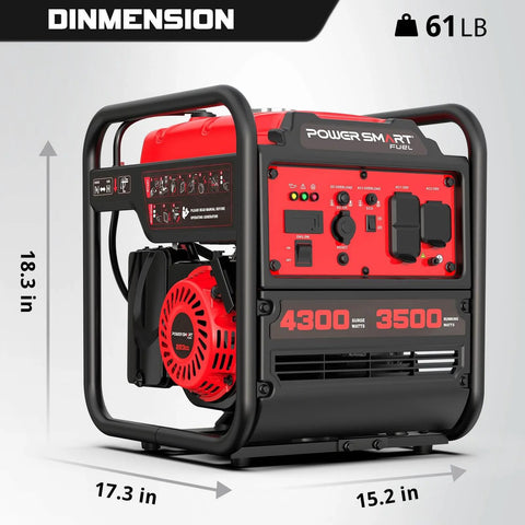 Beefy Heavy Duty Portable Inverter Generator With 4300W Peak And 3500W Rated Power 223cc 4 Stroke Gas Engine front view