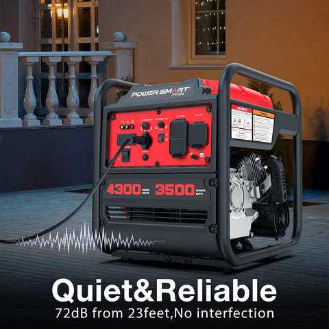 Beefy Heavy Duty Portable Inverter Generator With 4300W Peak And 3500W Rated Power outdoors showing side control panel