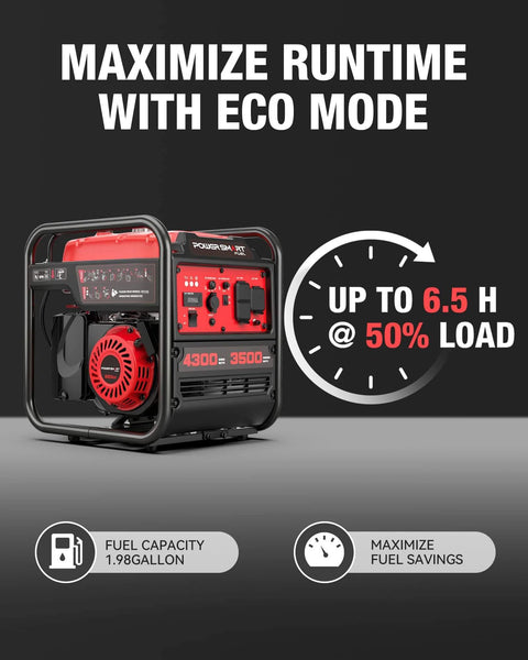 4300 Watt Portable Generator With Inverter Technology For Home Backup And Outdoor Use, 3500W Rated Power, eco mode feature