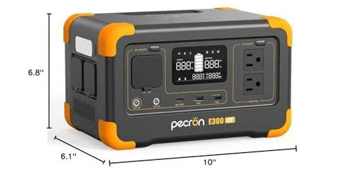 Go To Portable Power Station 288Wh LiFePO4 Battery With 600W Pure Sine Wave Inverter, 2 AC Outlets shown with dimensions