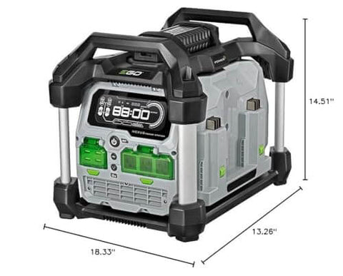 Portable Power Station With 3000W Peak And 2000W Continuous, Battery Powered Inverter Generator, front view with dimensions