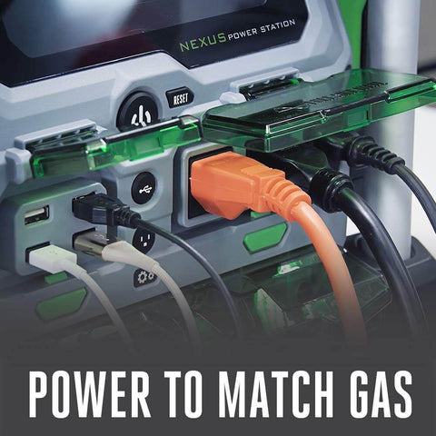 Close-up of Portable Power Station With 3000W Peak And 2000W Continuous, Battery Powered Inverter Generator, multiple ports connected