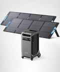 SOLIX F3800 Portable Power Station with 2x 200W Solar Panels, 3.84kWh LiFePO4 battery, dual-voltage AC output for emergencies and camping