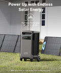 SOLIX F3800 Portable Power Station with 2x 200W Solar Panels in a backyard setup