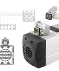 Beast Pro Grade 1.5kW Square Air Cooled Spindle Motor With ER20 Chuck For CNC Wood Router; includes 5-pin waterproof aviation connector diagram. 4 Bearing Milling Spindle, 380V Flange, Inverter Speed Control, Air Cooling