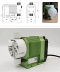 Electromagnetic Diaphragm Metering Pump 220V with digital frequency display, manual control, 2.16L chamber, detailed design view.