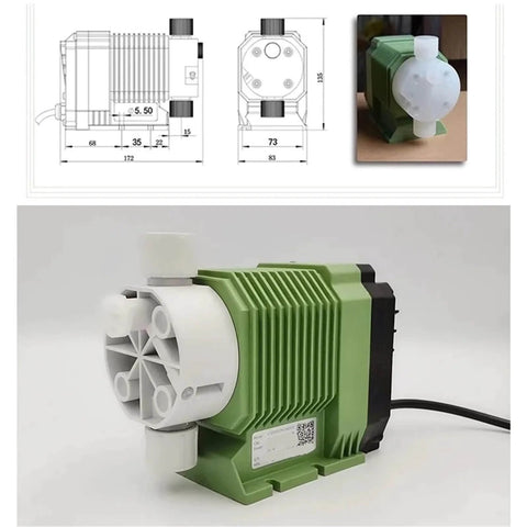 Electromagnetic Diaphragm Metering Pump 220V with digital frequency display, manual control, 2.16L chamber, detailed design view.