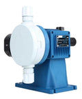 Front view of Dialed In Precision Diaphragm Metering Pump MS1A064A for accurate fluid dosing with adjustable flow rate and self-priming feature.