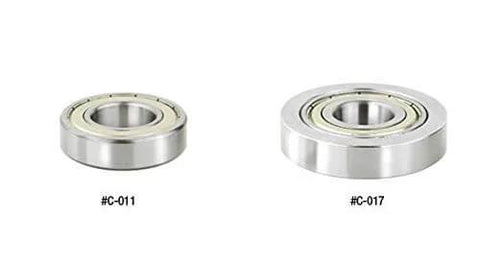 Pair of ball bearings, focusing on #C-011 and #C-017, suitable for Ball Bearing Rub Collar 2.031 In O D By 7/16 In Height For 3/4 In Spindle.