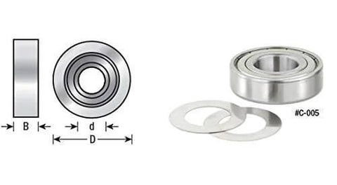 Ball Bearing Rub Collar 2.031 In O D By 7/16 In Height For 3/4 In Spindle shown with diagram and side view, perfect for woodworking routers.
