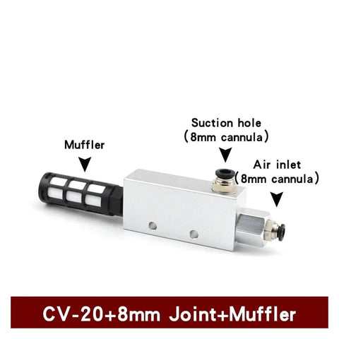 Powerful Vacuum Generator With Suction Cup And Top Notch Negative Pressure Control, CV 20HS Compatible, 8mm Port Muffler View