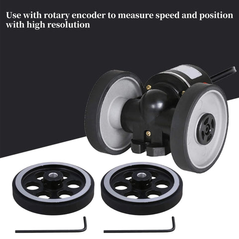 Rotary Encoder Wheel 200mm Circumference 6mm Inner Diameter Pro Grade Aluminum and Rubber Construction 2 Pack with wrenches and screws