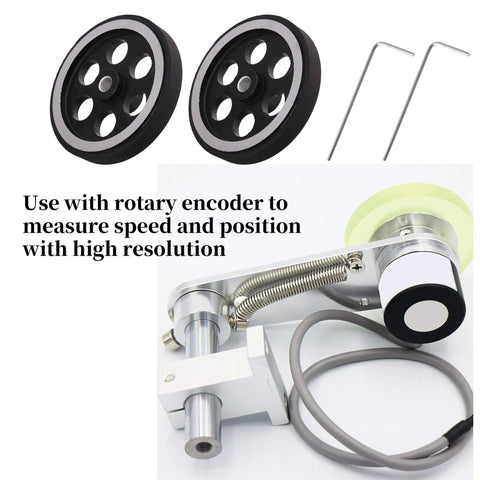 Rotary Encoder Wheel 200mm Circumference 6mm Inner Diameter Pro Grade Aluminum and Rubber Construction 2 Pack with tools
