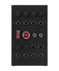 Front view of Programmable Sim Racing Button Box with rotary encoders, push buttons, carbon fiber panel, for PC racing games.