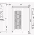 Technical diagram of 1.5kW VFD inverter driver dimensions for 800W ER11 CNC Spindle Motor Air Cooled 65mm Mount Home Shop DIY CNC
