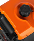 Top view of Quiet Dual Fuel Inverter Generator With Electric Start 4800 Surge Watts 4000 Rated RV Ready gas tank and handle.
