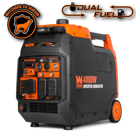 Quiet Dual Fuel Inverter Generator With Electric Start 4800 Surge Watts 4000 Rated RV Ready Gas Or Propane Fuel Shut Off CO Watchdog Ultra Silent Power For Camping And Home Backup