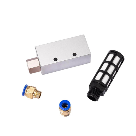 Pneumatic Vacuum Generator With Silencer for Industrial Automation and Robotics, durable aluminum build, leak-proof CNC threads.