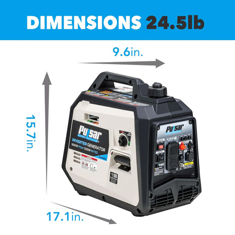 Ultra Light 1600W Gas Inverter Generator with Quiet Operation and Carb Compliance 57cc Engine 0.6 Gallon Tank