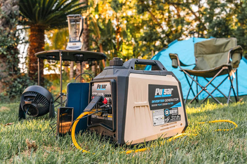 Outdoor setup with Ultra Light 1600W Gas Inverter Generator With Quiet Operation And Carb Compliance 57cc Engine