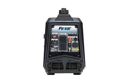 Front view of Ultra Light 1600W Gas Inverter Generator with quiet operation, CARB compliance, dual 120V outlets, and USB A ports.