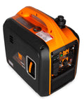 Quiet 2500-Watt Inverter Generator With Clean Power For Sensitive Electronics, side view showing port outlets and controls.