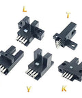 Slot Reflective Photoelectric Sensor Switch 940nm Infrared Module with visible connectors and black casing, front and side views