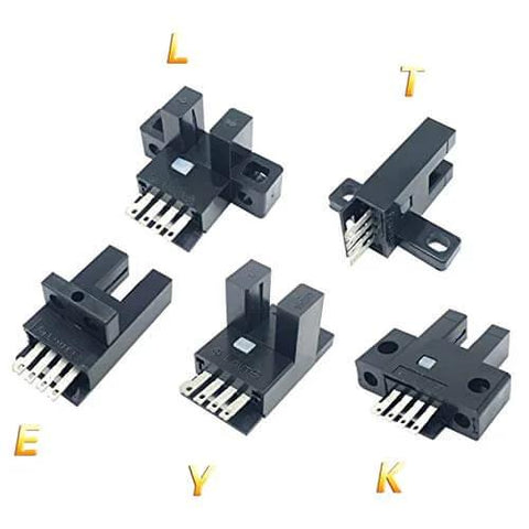 Slot Reflective Photoelectric Sensor Switch 940nm Infrared Module with visible connectors and black casing, front and side views