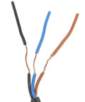 Disconnected wires of E30 R4PA Workhorse Photoelectric Switch With Reflector, showcasing 3-wire PNP NO sensor setup.